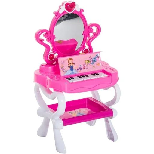 "Dressing table children's dressing table with chair piano music and light pink image"