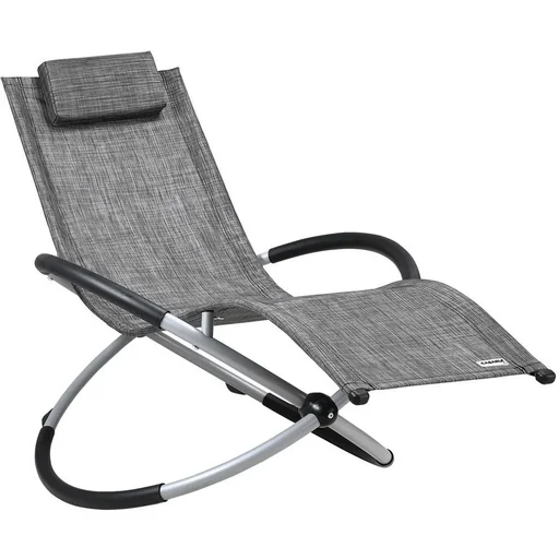 "Folding lounger with rocking function - grey - 170x75x82 cm image"