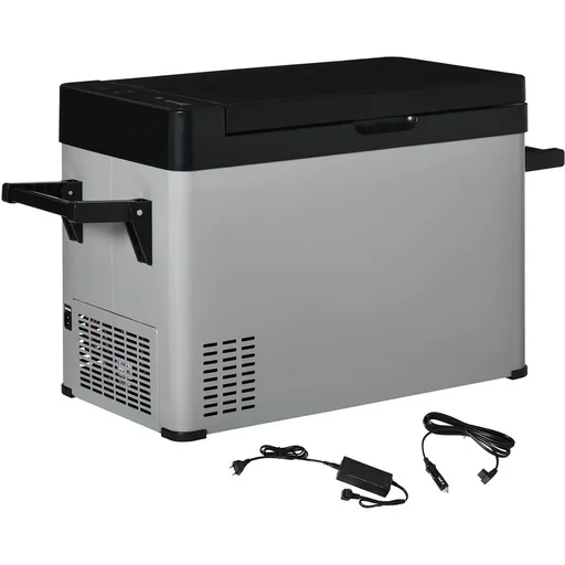 "Electric Cooler - 50 liters - with LCD display and 2 operating modes - 110-240 V - Gray/Black image"