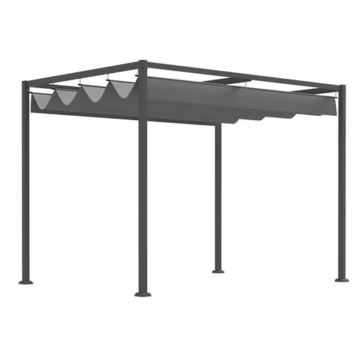 "Pergola Pavilion Patio Cover with Sliding Roof Polyester Grey 298 x 213 x 222 cm image"