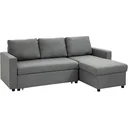 Corner sofa with sleeping function, storage space, corner couch with bed box, chaise longue, sofa bed, fabric sofa, L-shape, linen touch, light grey