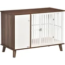 Wooden dog cage with cabinet cushion table surface raised design dog crate for medium small dogs indoor home