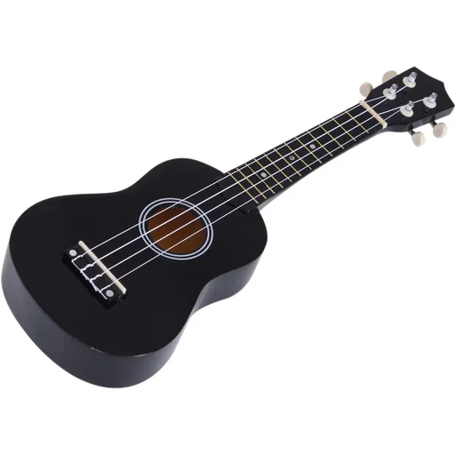 "Ukulele string instrument beginner nylon strings birch wood black 53 x 17.5 x 6.2 cm image"