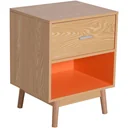 Bedside table, nightstand, console, side table with drawer, wood, 48 x 40 x 61.5 cm