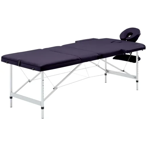 "Folding massage table 3 zones aluminum wine purple image"