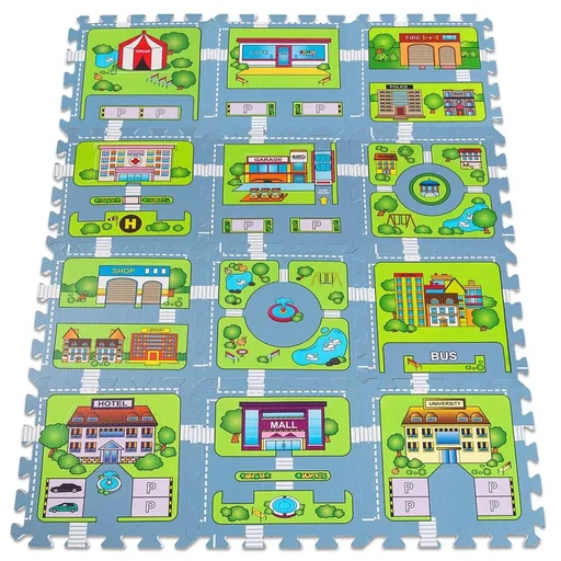 "Floor protection/puzzle mat 20 pieces in street game look image"