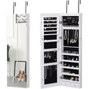 LED jewelry cabinet with mirror light gray
