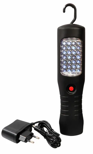 "Battery-powered LED light 2.5W, with 28 LEDs, magnet and hook, with charger image"