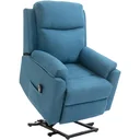 Electric recliner chair with stand-up aid for seniors, recliner chair, TV chair, reclining function, linen-touch blue