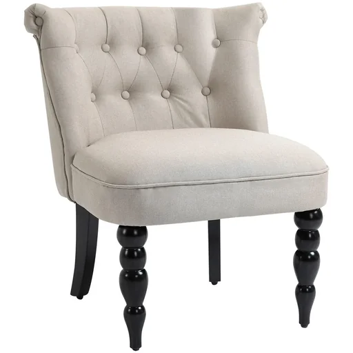 "Relaxing chair vintage recliner upholstered chair dining room chair linen cover wooden frame beige+black 67 x 67 x 7 image"