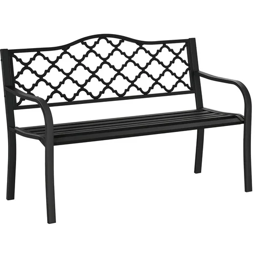 "Garden bench 2-seater park bench made of metal bench up to 280 kg bench patio bench with back and armrests garden furniture cast iron image"