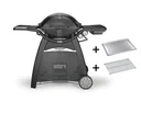 Gas grill Q 3200 Station, Black, with heat shield and roasting rack