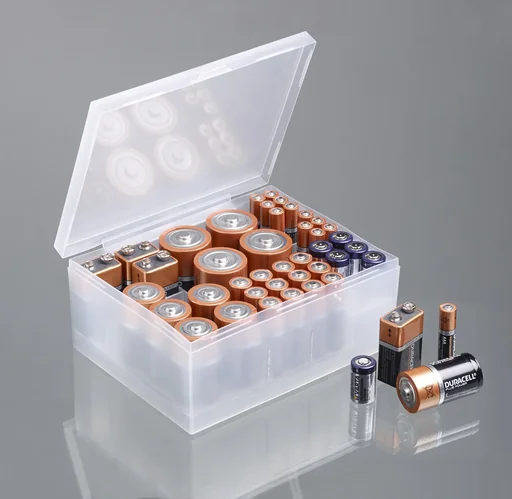 "Battery storage box, transparent image"