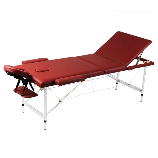 "Foldable 3-zone massage table with aluminum frame (red) image"