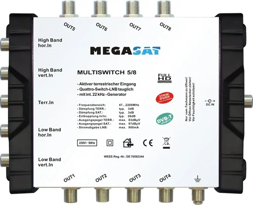 "Multiswitch 17/8, Profiline - Suitable for 4 satellites up to 8 participants image"