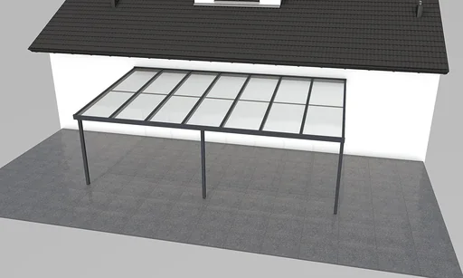 "Patio roof Premium, anthracite, 7120 x 4060 mm - Acrylic multi-wall sheets 16 mm, clear image"
