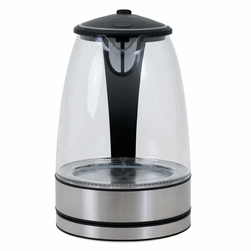 "Kettle black/silver glass/stainless steel 1.7L image"