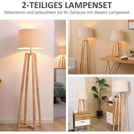 "Floor lamp with 1 table lamp set of 2 bedside lamps 149 cm/68 cm height floor lamp for living room bedroom Skandi-Desi image"