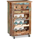 Wine rack for 9 bottles made of solid recycled wood