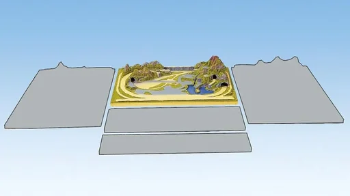 "Finished terrain Cortina - 100 x 69 cm, approx. 21 cm high, Z gauge, colored and grassed, on wooden frame image"