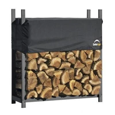 "Brandhoutrek 1000 kg zwart, 119×36 cm – stalen rek met verstelbare afdekking, weerbestendig image"