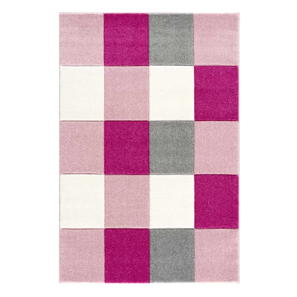 Livone kindertapijt patchwork roze, Tapijtmaat: 160 x 230 cm