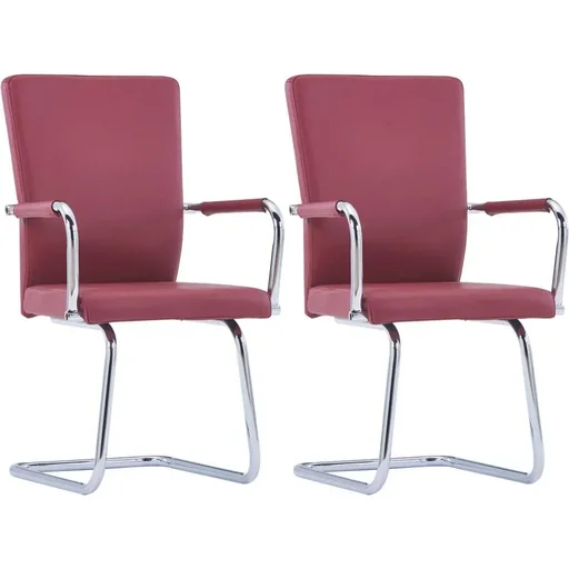 "Dining room chairs 2-seater faux leather red image"