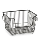 Storage basket, stackable, metal, black