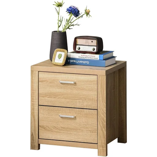 "Bedside table with drawers natural image"