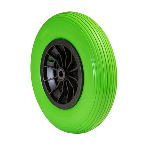 "Wheelbarrow wheel PUNCTURE-PROOF - Ø ​​wheel 400 mm, PU foamed wheel, roller bearing, rim 75 mm, axle 20 mm, load capacity 100 kg image"