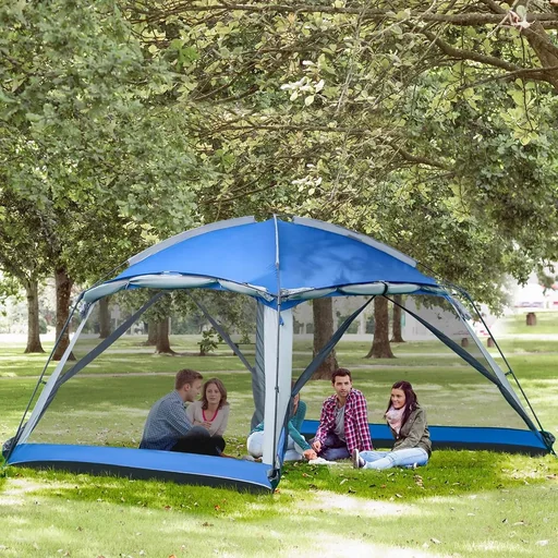 "Camping tent for 8 people - including carrying bag - blue - 3.6 x 3.6 x 2 m image"