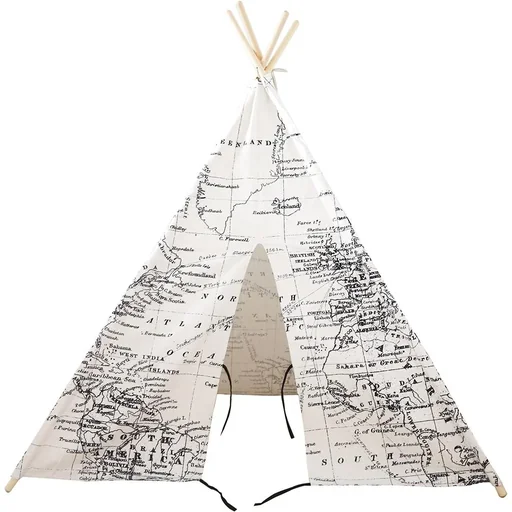 "World Map Tipi Tent Black / White image"