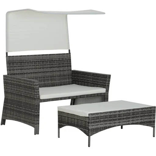 "2-piece garden sofa garden furniture lounge rattan furniture polyrattan + metal 2-seater sofa 1 x stool with sunroof image"