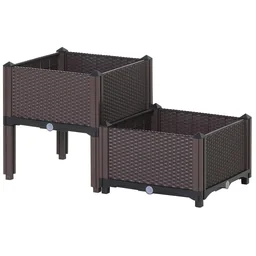 2-delige verhoogd tuinbed in rotan-look