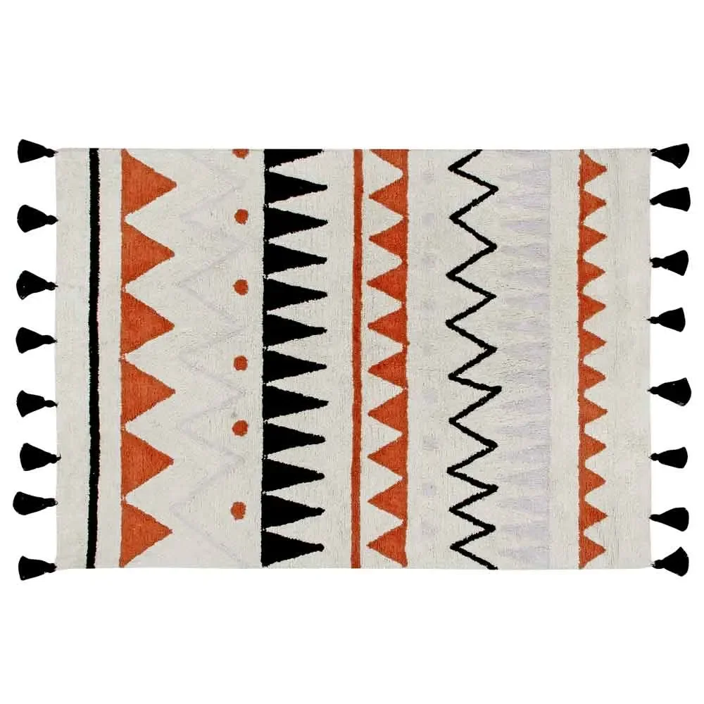 "Lorena Canals tapijt Aztekenpatroon naturel terracota, Maat: 140 x 200 cm image"