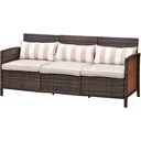 Rattan lounge sofa as a 3-seater brown/grey