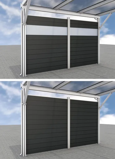"Side wall for carports, white, 2.96 x 1.86 m, WPC boards dark grey image"