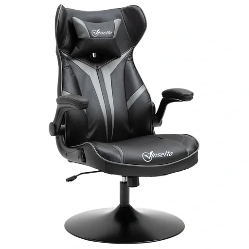 "Gaming Chair Ergonomic Computer Chair with Rocker Function Swivel Chair Height Adjustable Steel Black+Gray 67 x 75 x 106- image"