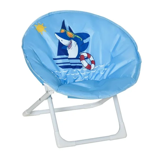 "Camping chair foldable children's folding chair moon chair indoors and outdoors for 3 to 5 year old children steel blue Ø50 x 49H cm image"