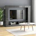 TV cabinet 152x22x113 cm chipboard high gloss grey