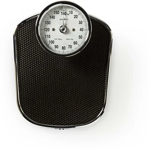 "Nedis Personal Scale - Analogue - Black - Rubber - Non-Slip Weighing Platform - Maximum Weight Capacity 160 kg image"