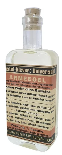 "Universal oil - nostalgic glass bottle image"