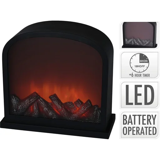 "Charming lantern fireplace with LED - 28 cm image"