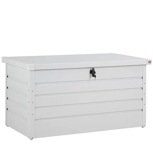 "Lockable storage box white metal with lock 120x62 x63 cm image"