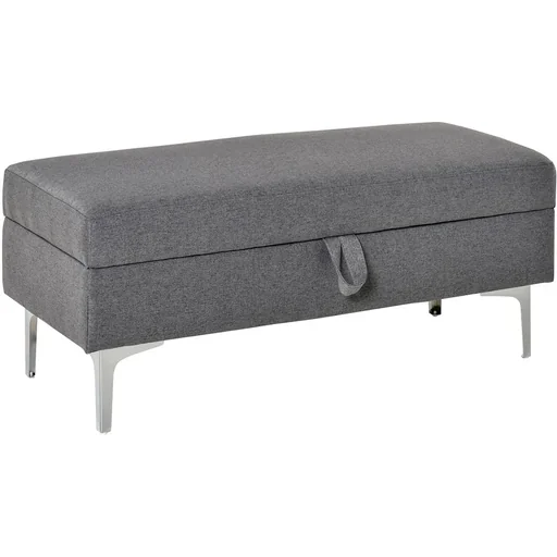 "Upholstered bench with storage space, dark grey image"