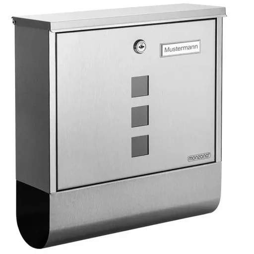 "Letterbox with newspaper holder stainless steel silver image"