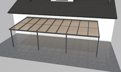 "Patio roof Premium, anthracite, 9135 x 4060 mm - Acrylic multi-wall sheets 16 mm, bronze image"