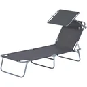 Sun lounger with sun protection grey foldable garden lounger grey