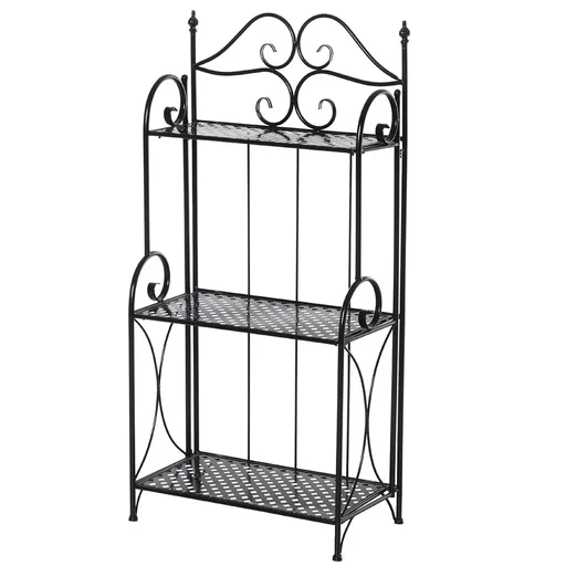 "Garden shelf with 3 shelves black image"