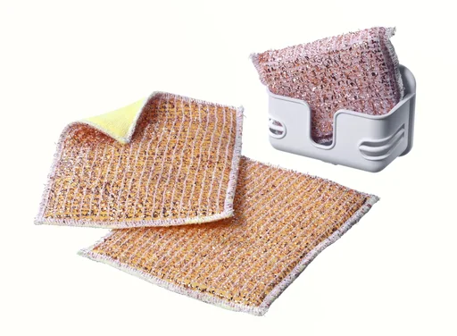 "Copper sponge with box + microfiber copper cloths 2 in 1, 2 pcs image"